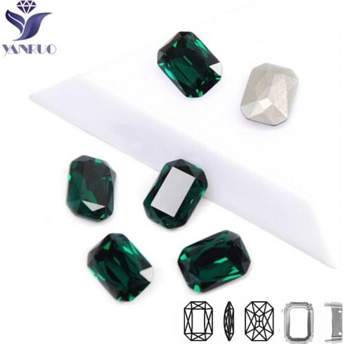 YANRUO 4627 Octagon Emerald K9 Crystal Sewing Rhinestones Stones And Crystal Stones For Sewing needlework For Clothes