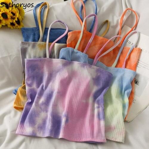 Women Short Printed Sleep Tops Harajuku Slim Colorful Teenagers Trendy Soft Nightwear Camis Sexy Designer Females Lounge Popular