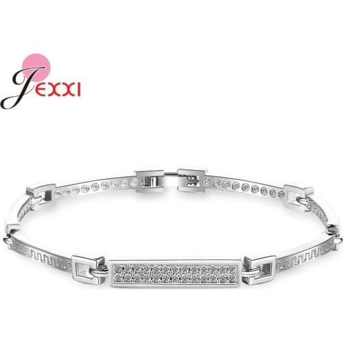 Fashion Cubic Zircon Bracelets For Women Girl 925 Sterling Silver Square Link Wristband Birthday Party Gifts Fine Jewelry