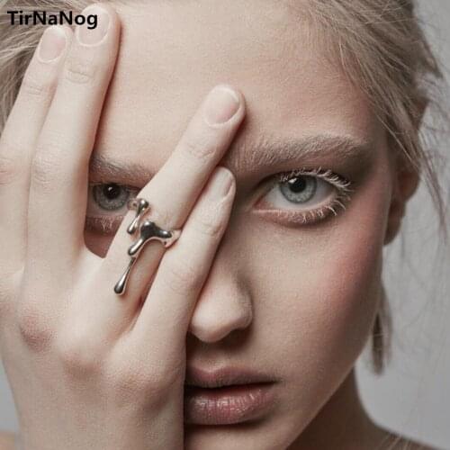 European And American Fashion Exaggerated Opening Ring Contracted Character Index Finger Ring Women Punk Metal Ring Jewelry Gift