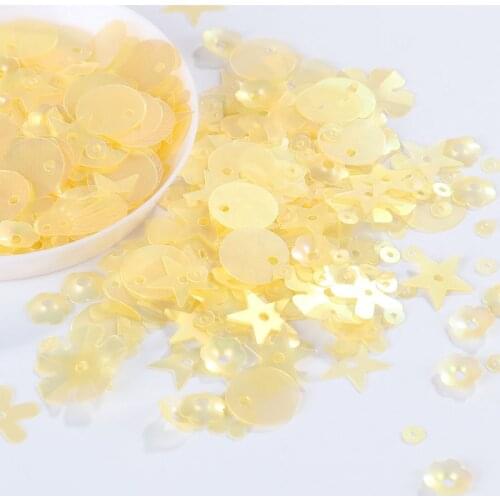 10g/Pack Mix Sizes Mix Shapes Sequin Matte Yellow Confetti Loose Sequins Glitter Paillettes Sewing Accessories Wedding Confetti