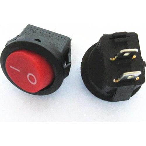 20Pcs 20mm ON-OFF Round Rocker Toggle Switch 6A/250VAC 10A 125VAC 2 Pin Plastic Push Button Switch Red Black White