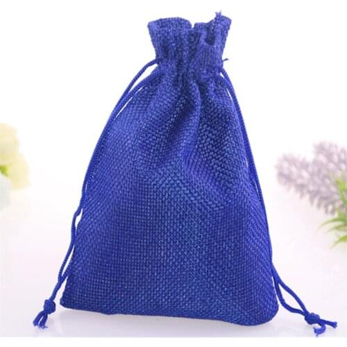 New Design Wholesale 5pcs/lot Sapphire Drawstring Burlap Christmas Gift Bag Beam Packaging Bags Jewelry Pouch Bag