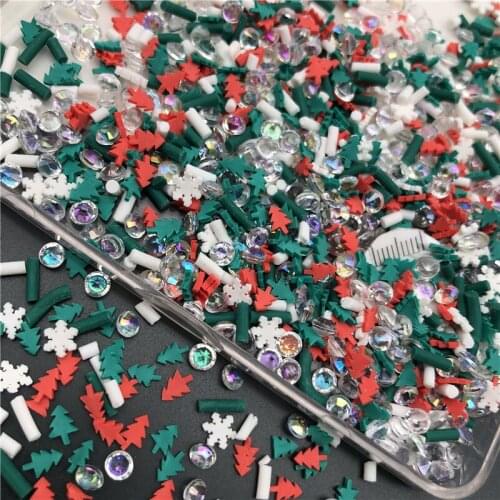 60g Christmas Polymerclay,Soft Clay Sprinkles With Diamond For Kids Diy/Craft Make/Nail Art/Scrapbook Decoration/Craft Filler