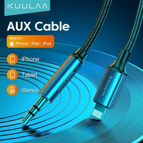 KUULAA Aux Cable For iPhone 11 Pro XS Max X XR 8 7 iPad IOS 3.5mm Jack Male Cable Car Converter Headphone Audio Adapter