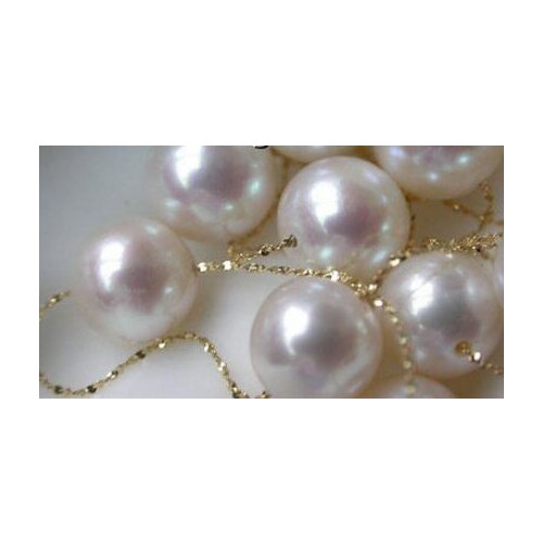 Free shipping AAA 9-10mm 14solid Chain white pearl necklace