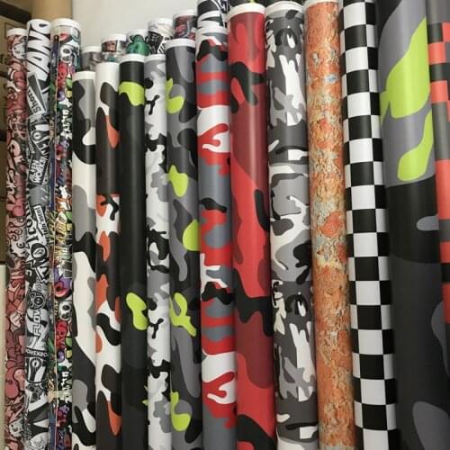 Black Red Grey White Camouflage Vinyl Film Adhesive Car Wraps Sticker With Air Free Bubble Car Truck Motorbike Wrapping Decal