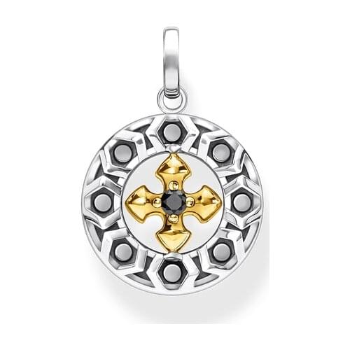 Black Gold Circle Cross Pendants Jewelry Accessories Europe Bijoux 925 Sterling Silver Vintage Gifts Women Men 2021 Brand New