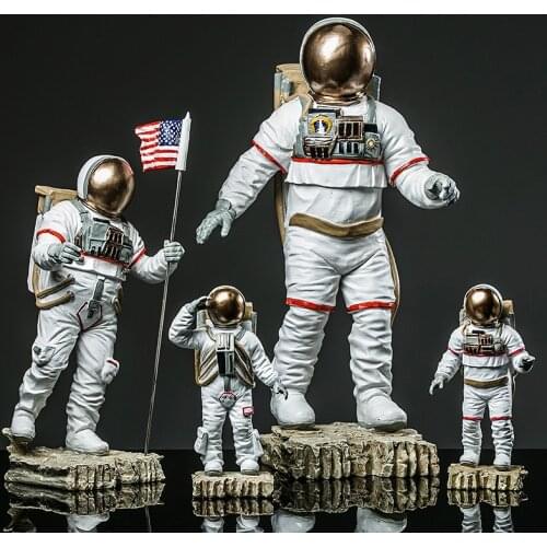 Crafts Space Man American Astronaut Sculpture Rocket Plane Cosmonaut figure model Resin Statue Home Decorations Figurines