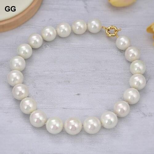 GuaiGuai Jewelry Natural 18" Huge 20mm AA White Sea Shell Pearl Necklace For Women Lady Jewelry