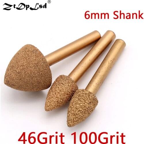 ZtDpLsd 1PCS 6MM Shank Vacuum Brazed Diamond Grinding Head Burrs Engraving Drill Bits For Stone Alloy Jade Peeling Carving Tools