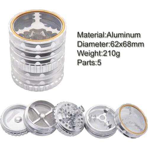 Top Quality Large Big Herb Grinder Gift Box Package 5 Layer 62mm Tobacco Smoke Pipe Crusher Wiet Grinder Super Shredder