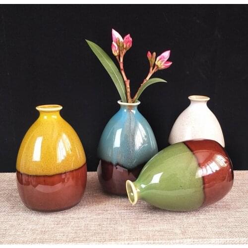 Ceramic Aromatherapy Bottle Vase Crafts Creative Ornaments European Style Simple Kiln Turns Yellow, Blue, Green and White