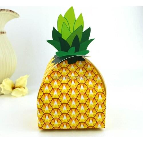 Party Favor Box Pineapple Candy Boxes Hawaii Luau Birthday Tropical Summer Beach Theme Party Decoration Supplies