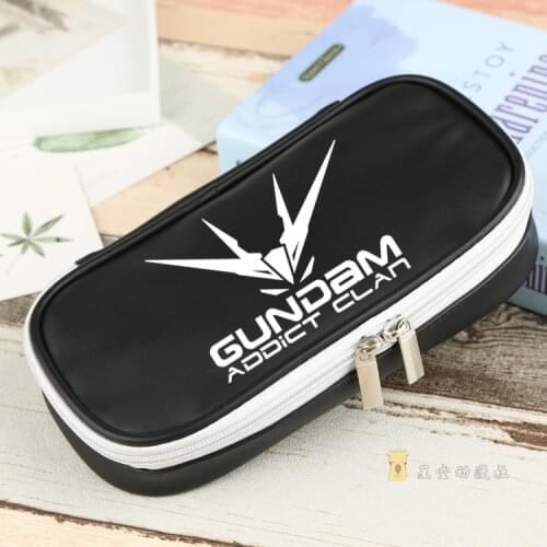 GUNDAM Cosplay PU Leather Cosmetic Makeup Bag Student School Pen Pencil Case Storage Bag Gift