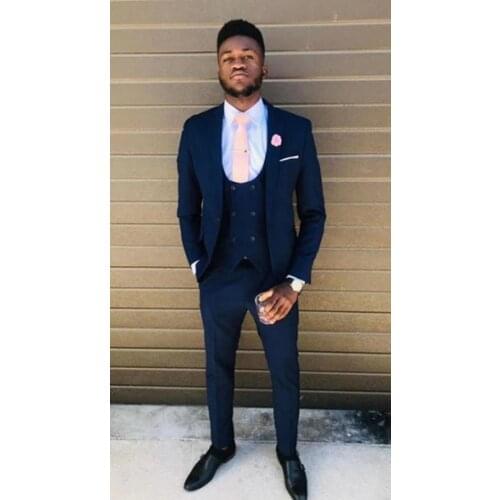 Handsome Groomsmen Peak Lapel Groom Tuxedos Mens Wedding Dress Man Jacket Blazer Prom Dinner (Jacket+Pants+Tie+Vest) A385