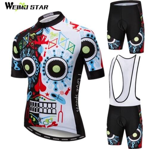Weimostar Summer Cycling Jersey Set Men Skull Bike Clothing Breathable Bicycle Wear Ropa Ciclismo Short Sleeve Cycling Clothing