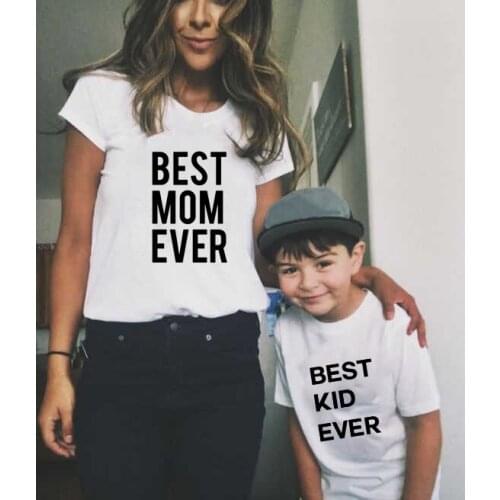 Best Mom and Best Kid Ever Family Matching Mom and Me Shirts Mother and Son Shirts Summer Short Sleeve Cotton Family Look Wear