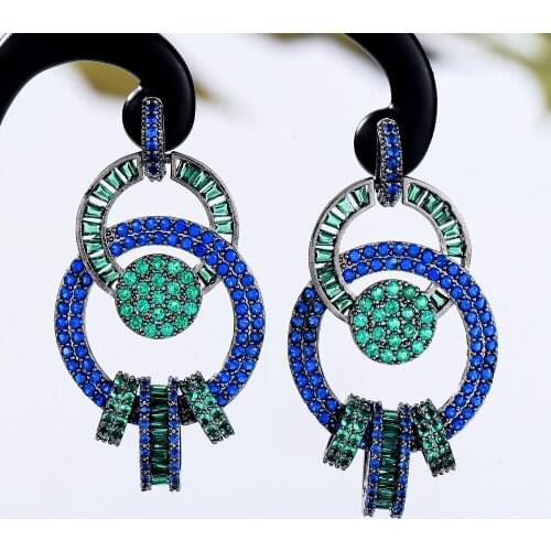 GODKI Trendy Round Circle Drop Earring For Women Wedding Cubic Zirconia Dubai Bridal Earrings Costume Jewelry Summer Party