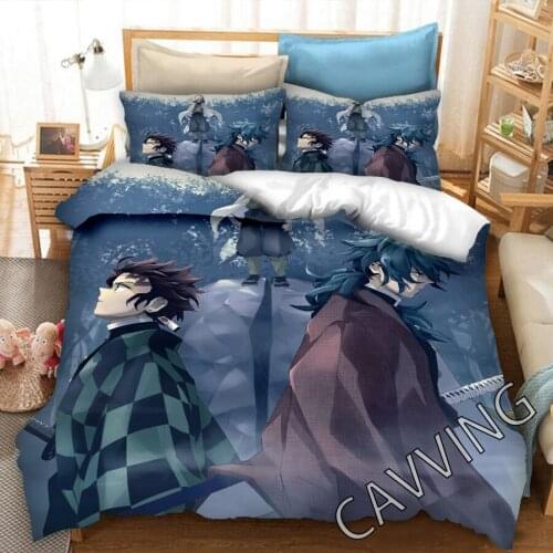 Demon Slayer 3D Printed Bedding Set Duvet Covers & Pillow Cases Comforter Bedding Set Bed Linen( US Sizes/EU Sizes/AU Sizes) K3