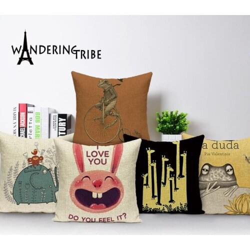 Cartoon animal cushion cover outdoor cushions custom High Quality linen throw pillows cats pillow cushion decorative pillowcase