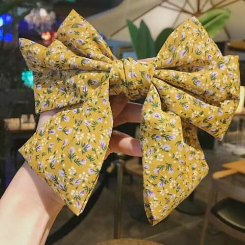 2020 New Three-Layer Small Floral Bow Hairpins For Women Chiffon Fabric Yellow Flower Hair Clip Autumn Sweet Hair Accessories