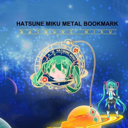Official Licensed Japanese Anime Hat Sune Miku Metal Bookmark Student School Stationery Supplies Children Gift Book Mark Marker