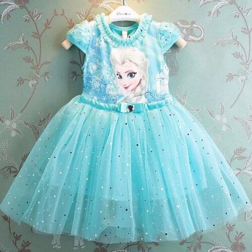 2021Girls Dress Best-selling Cartoon Sequined Dress Childrens Birthday Party Dress Cosplay Dress Frozen Princess Dress