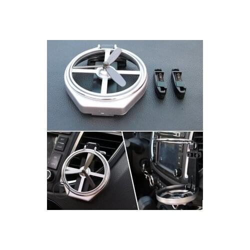 Silver Car Air Vent Cup Holder Bottle Folding Drink Holder with Small Fan Drinkware Clip Auto Truck