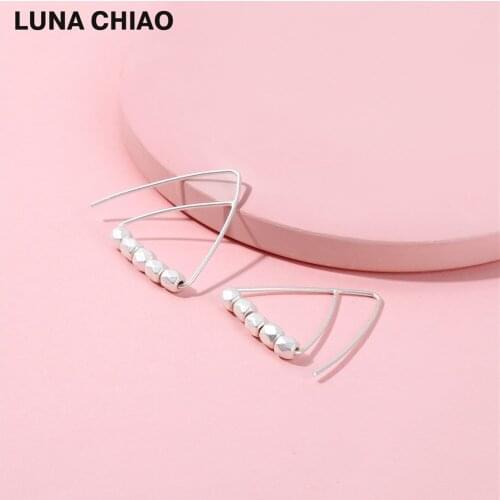 LUNA CHIAO Fashion Earrings Triangle Post Earrings for Women Matte Gold Silver Brass facet beads Earrings