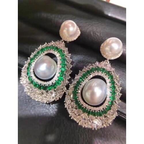 D115 Pure 925 Sterling Silver 8-9mm Fine Jewelry Fresh Water White Pearls Dangle Earrings for Women Fine Pearl Earrings