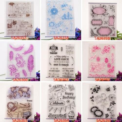 Silicone Clear Stamp Cutting Dies Stencil For Scrapbook Album Craft Decor DIY Flowers 14x18cm