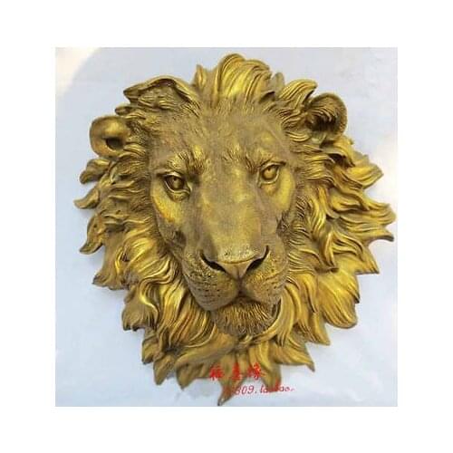 West Art pure bronze sculpture carvings fierce beast of prey lion head statue Garden Decoration 100% real Brass Bronze