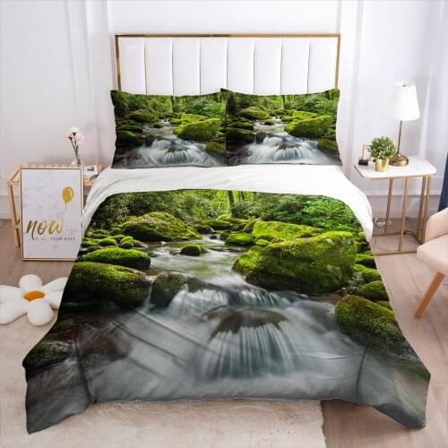 Modern Style Bed Linens Duvet Cover Set 2,3pcs Bedding Sets Quilt/Comforter/Blanket Covers Pillowcase Full Size 3D Landscape