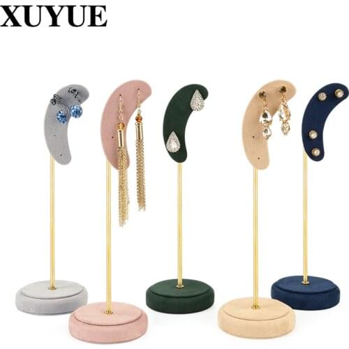 New jewelry display stand moon-shaped metal earring display stand earrings jewelry props earring storage rack in stock