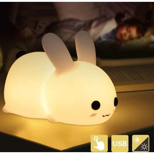 LED Night Lamp Silicone Baby Skin-Friendly Level Room Lights Led Rabbit Light Night