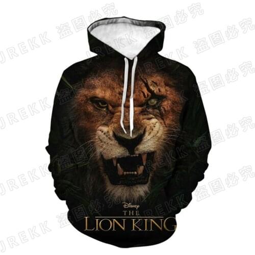 Mens Clothing 3D Print Cartoon The Lion King Anime Hoodies Fashion Children Spring Autumn Tops Casual Women Sweatshirt