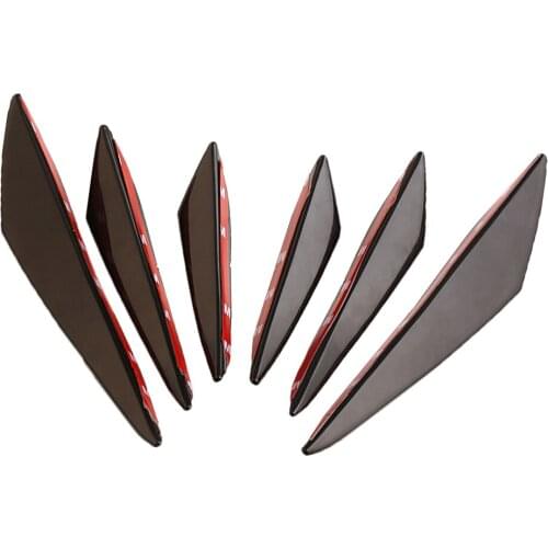 6PCS Universal Car SUV Front Bumper Lip Splitter Fins Spoiler Black durable PP weatherproof Self adhesive easy to stick on cars