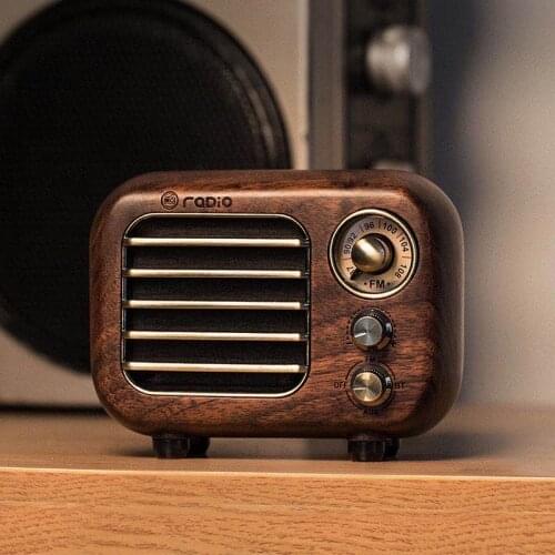 Vintage Radio Retro Bluetooth Speaker - Walnut Wooden Fm Radio, Strong Bass Enhancement, Loud Volume, Bluetooth 5.0Aux Tf Card