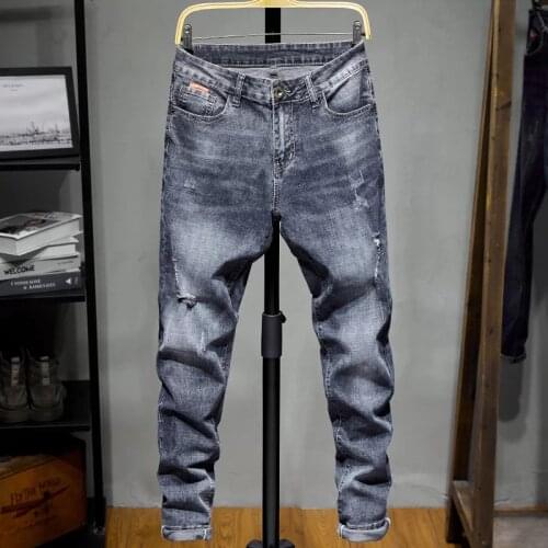 High Quality Denim Pants Male New Young Mens Fashion Jeans Casual Stretch Slim Skinny Jeans Men