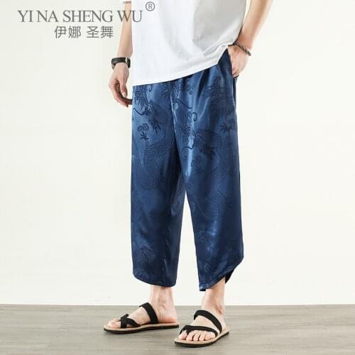 Japanese Casual Kimono Pants Loose HarajukuTrousers Japan Men Traditional New Asian Clothing Yukata Style Printing Harem Costume