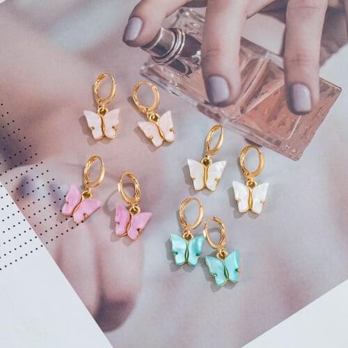 New Statement Fashion Korean Butterfly Earrings Acrylic Cute Earrings Jewelry for Women Earrings for Teens Trend 2021 Party Gift