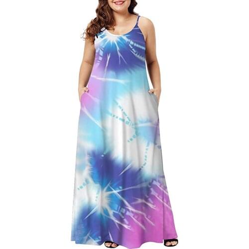 Plus Size Women Dress Fashion Print Sexy Sleeveless Sling Long Summer Dress 2021 Casual Vestidos Beach Maxi Dresses Party S-5XL