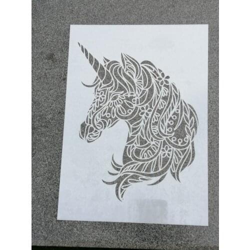 1pc Size A4 A3 A2 Unicorn DIY Layering Mandala Stencils Wall Painting Scrapbook Coloring Embossing Album Decorative Template