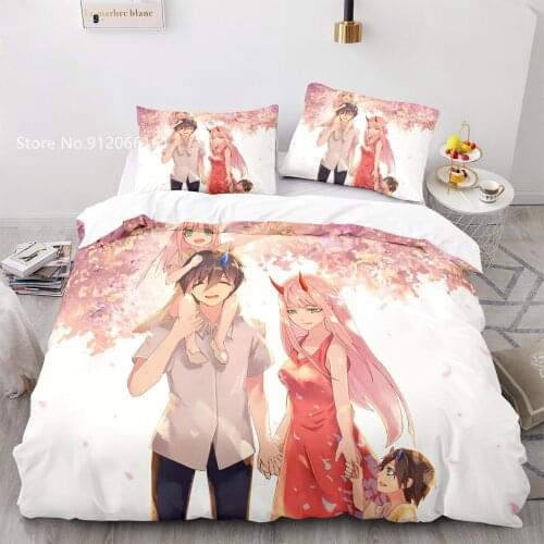 2/3 Pieces DARLING In The FRANXX Bedding Set CloverWorks Duvet Cover Comfortable Soft Bed Quilt Cover For Kids Teen Bedspread
