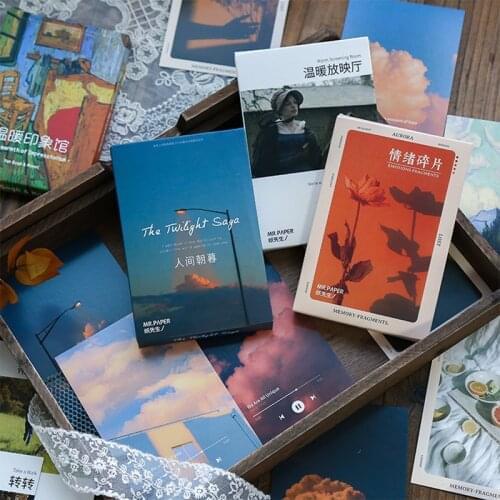 30 pcs Boxed Postcards Warm Twilight Aesthetic INS Scenery Gift Message Greeting Card Bullet Journaling Accessories Stationery