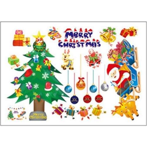 Wholesale Furniture Accessories Cute Cartoon Santa Claus sticker Self-adhesive Removable Christmas Wall stickers