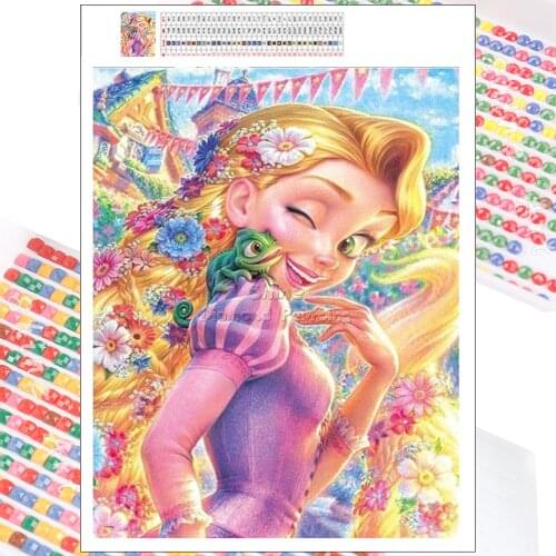 Diamond Painting Disney Tangled Rapunzel 5D DIY Cartoon Princess Fantasy Full Drill Cross Stitch Art Mosaic Home Wall Decoration