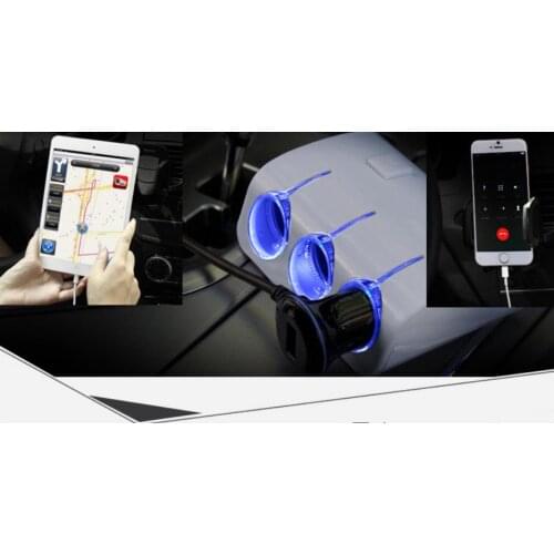 Auto 120 watts 12 v/24v Cigarette lighter three hole with 2USB, separate switch control, on-board power supply socket