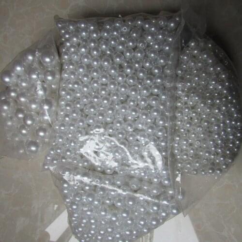 White ABS straight hole pearl 500g DIY originality handwork material wholesale mobile phone hairdressing essential 4mm-20mm